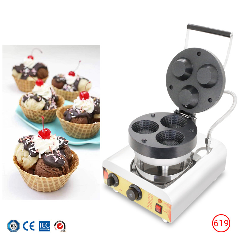 Commercial Triple-Hole Ice Cre - Mini Waffle Maker Machine recension och pris