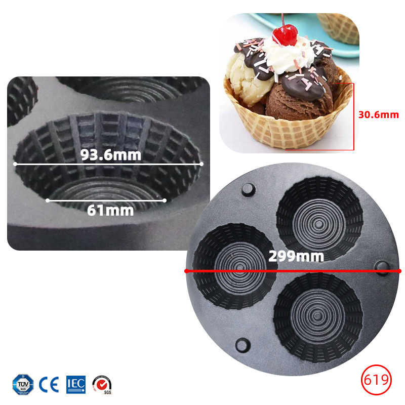 Commercial Triple-Hole Ice Cre - Mini Waffle Maker Machine recension och pris
