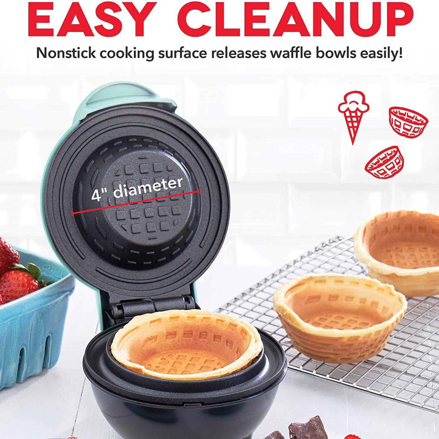 Mini Waffle Bowl Maker Electri - Mini Waffle Maker Machine recension och pris